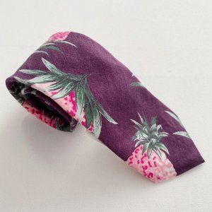 BONOBOS Handmade Neck Tie Purple Floral Linen